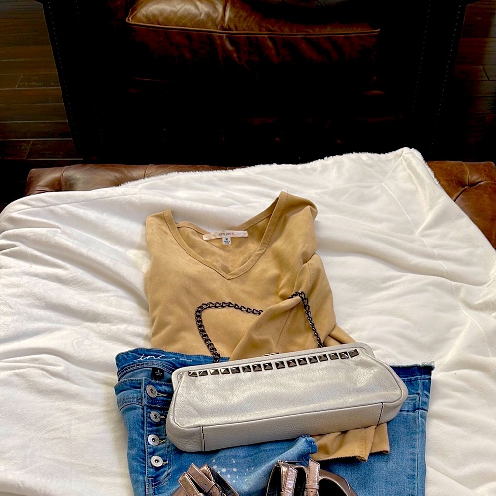 Kenneth Cole silver leather clutch